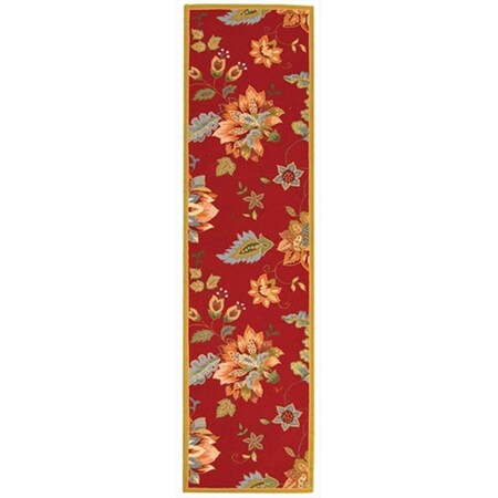 Safavieh 2 ft. - 6 in. x 10 ft. Runner- Country and Floral Chelsea Red Hand Hooked Rug HK306C-210